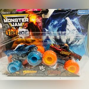 NEW Monster Jam 2025 Fire & Ice Split Dragon vs Zombie  RARE